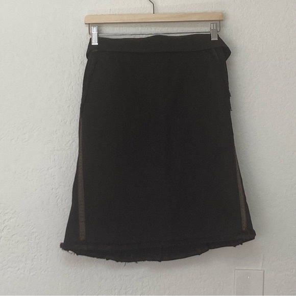 Etcetera Brown Denim Skirt with Satin Ties, Size 6 - Picture 3 of 6